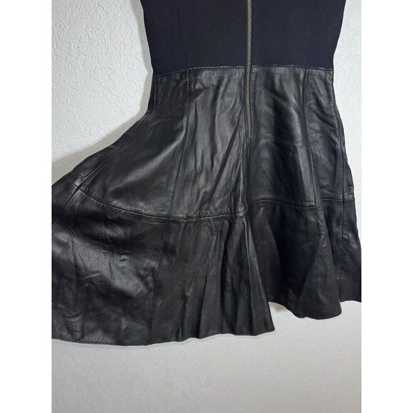 Halogen 100% LEATHER DRESS PONTE BLACK FIT FLARE CAREER SIZE 2 $295 (B) - Picture 4 of 12